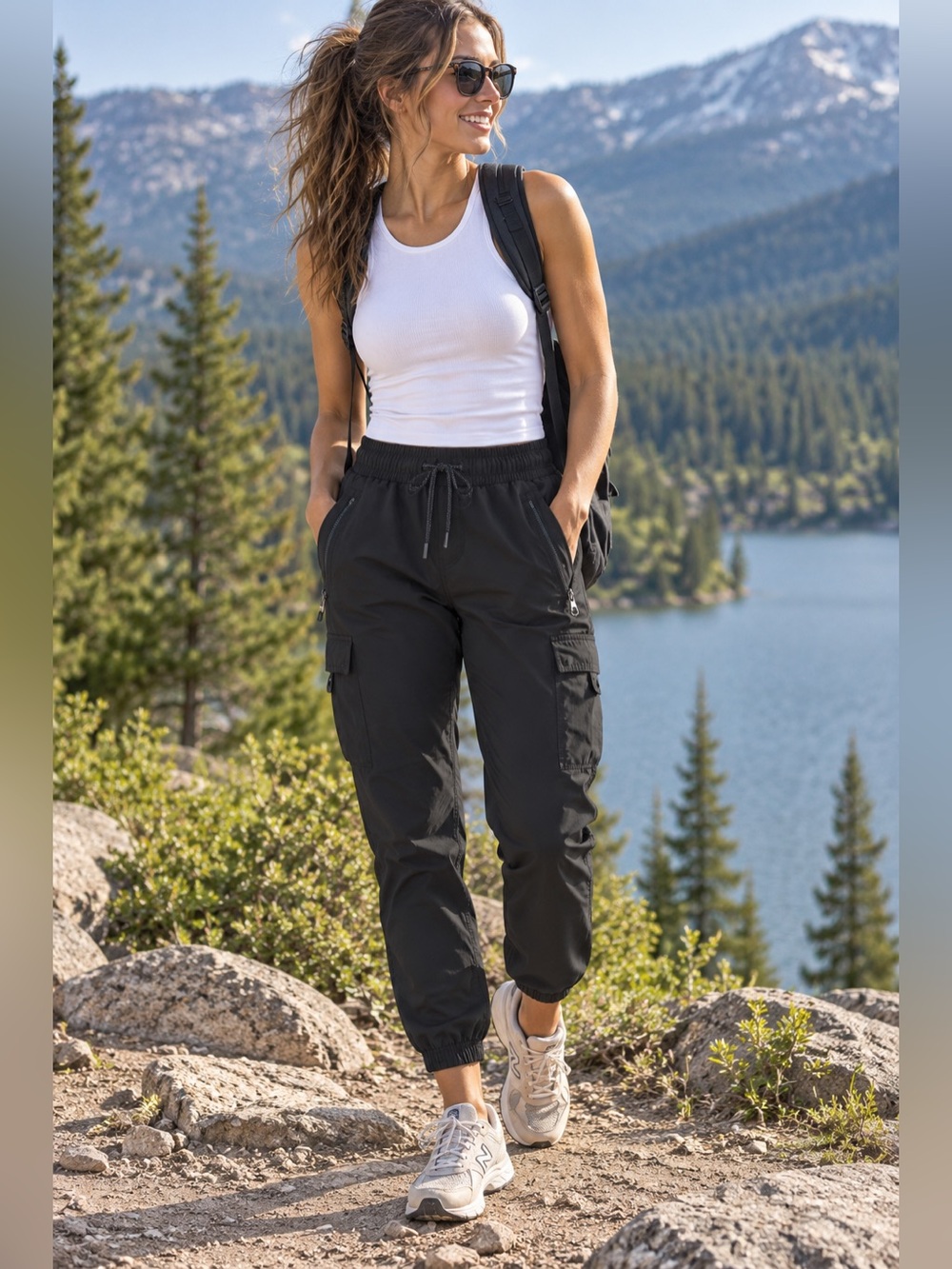 Avalanche Black Cargo Joggers with Elastic Cuff